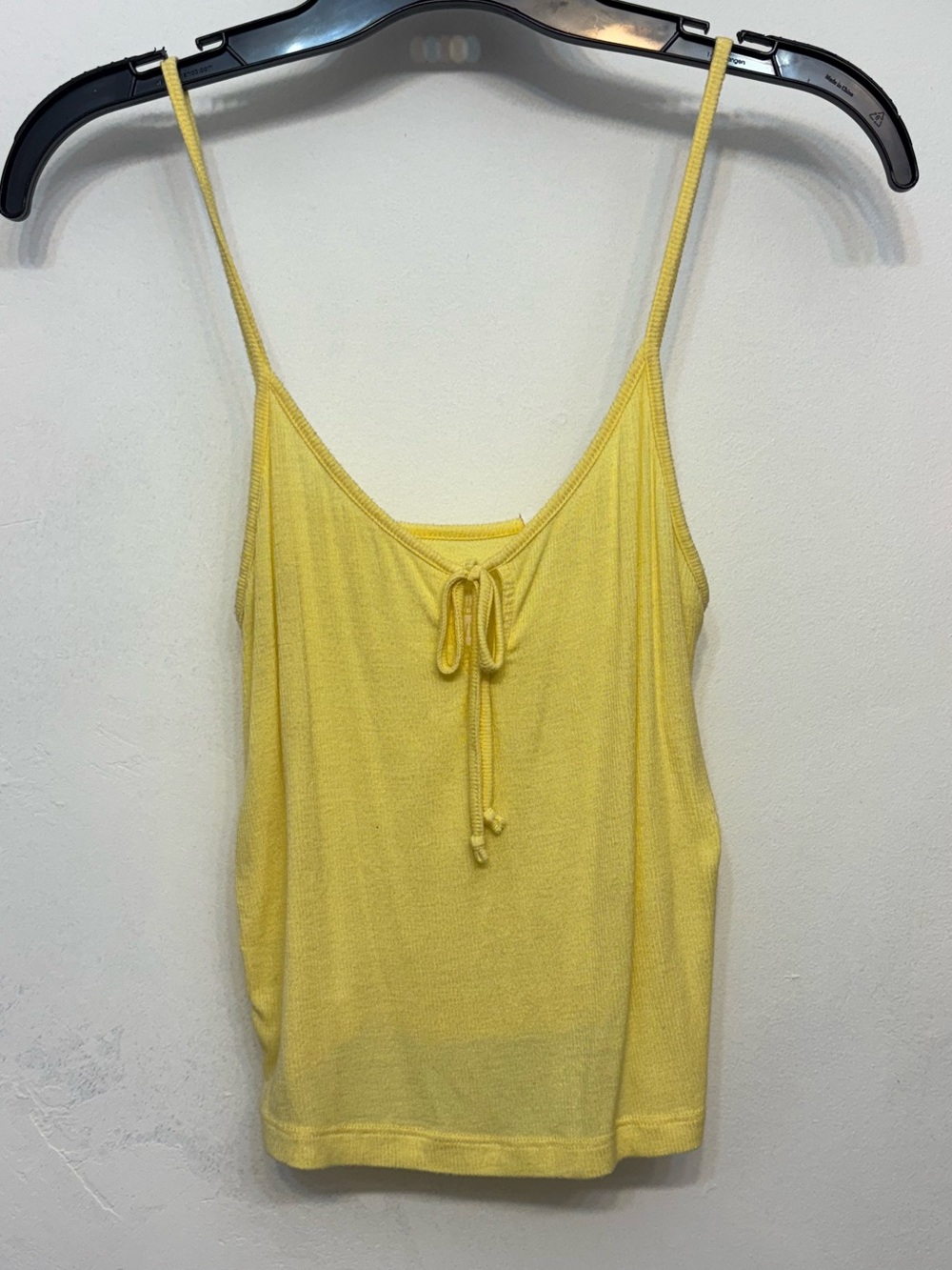 Me To We By Pacsun Yellow Ribbed Front Tie Crop Cami Tank Womens Size Small